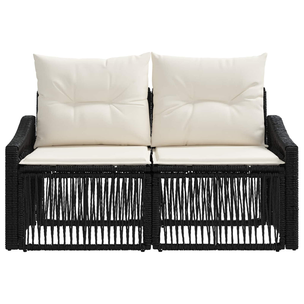 vidaXL Sofa Ogrodowa 2-Liczba miejsc Czarny polirattan