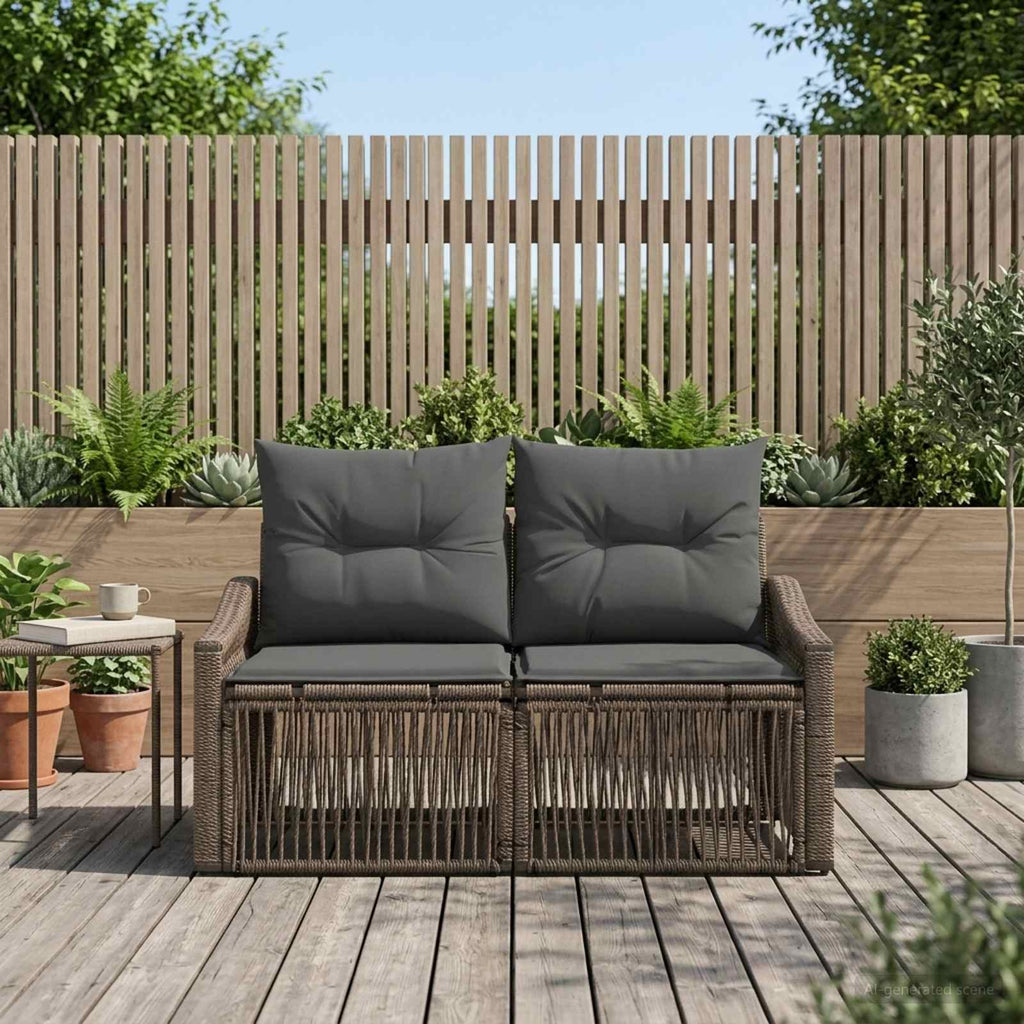vidaXL Sofa Ogrodowa 2-Liczba miejsc Szary polirattan