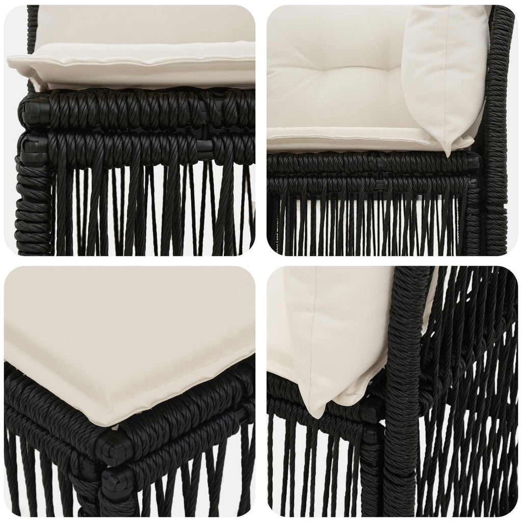 vidaXL Sofa narożna Czarny polirattan