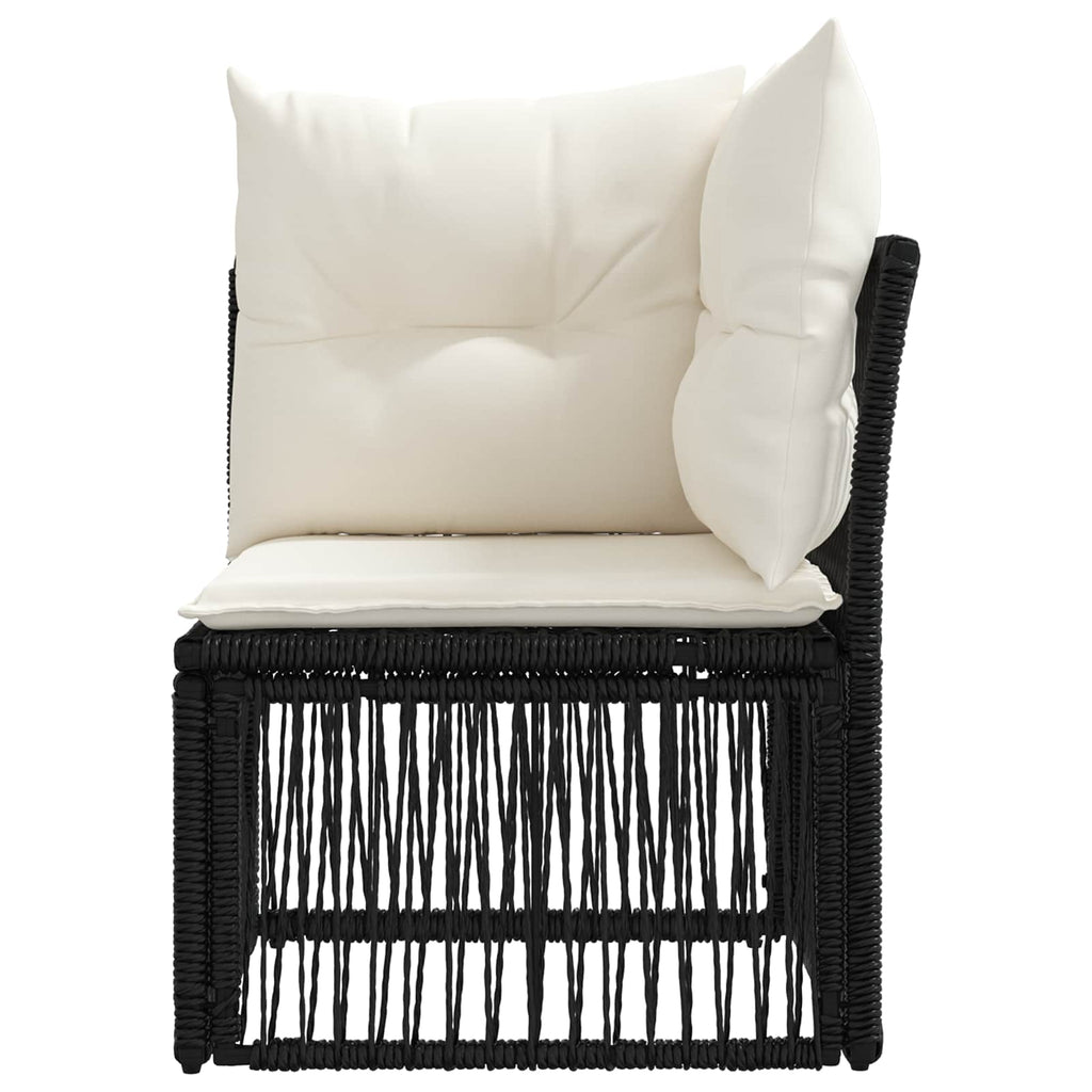 vidaXL Sofa narożna Czarny polirattan