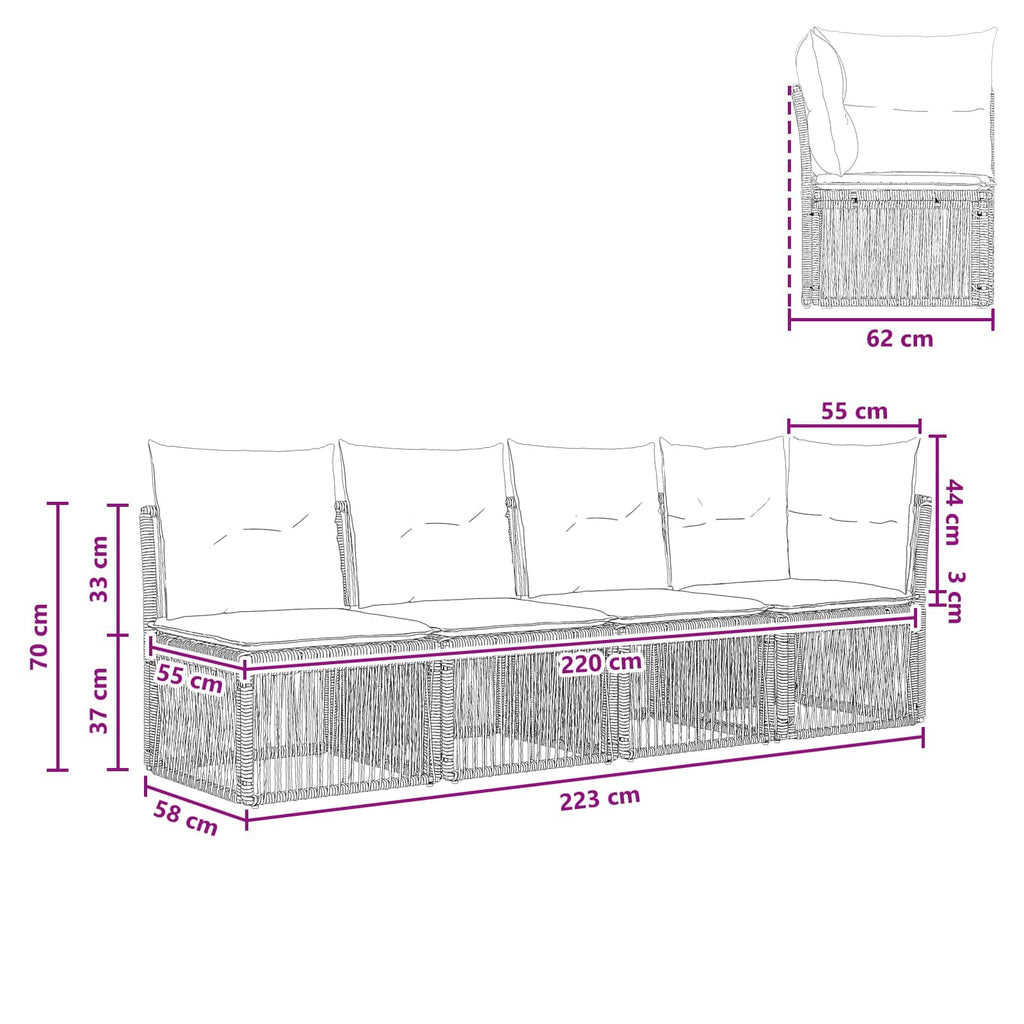 vidaXL Sofa 4-osobowa z lewym podłokietnikiem 4 pcs 4-Liczba miejsc