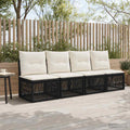vidaXL Sofa 4-osobowa 4 pcs 4-Liczba miejsc Czarny polirattan