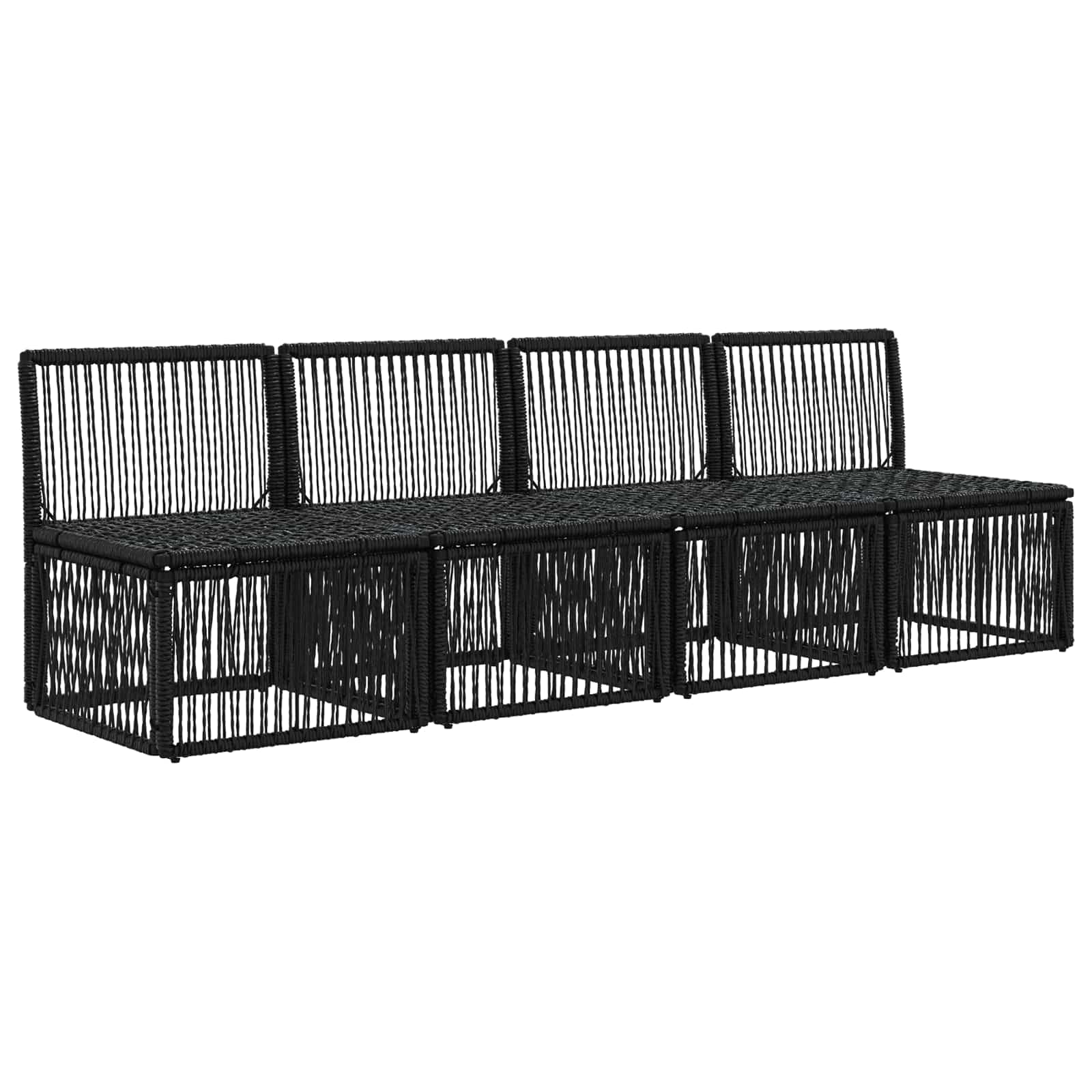 vidaXL Sofa 4-osobowa 4 pcs 4-Liczba miejsc Czarny polirattan