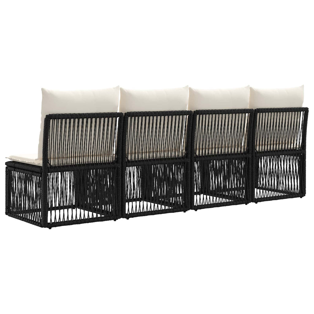 vidaXL Sofa 4-osobowa 4 pcs 4-Liczba miejsc Czarny polirattan