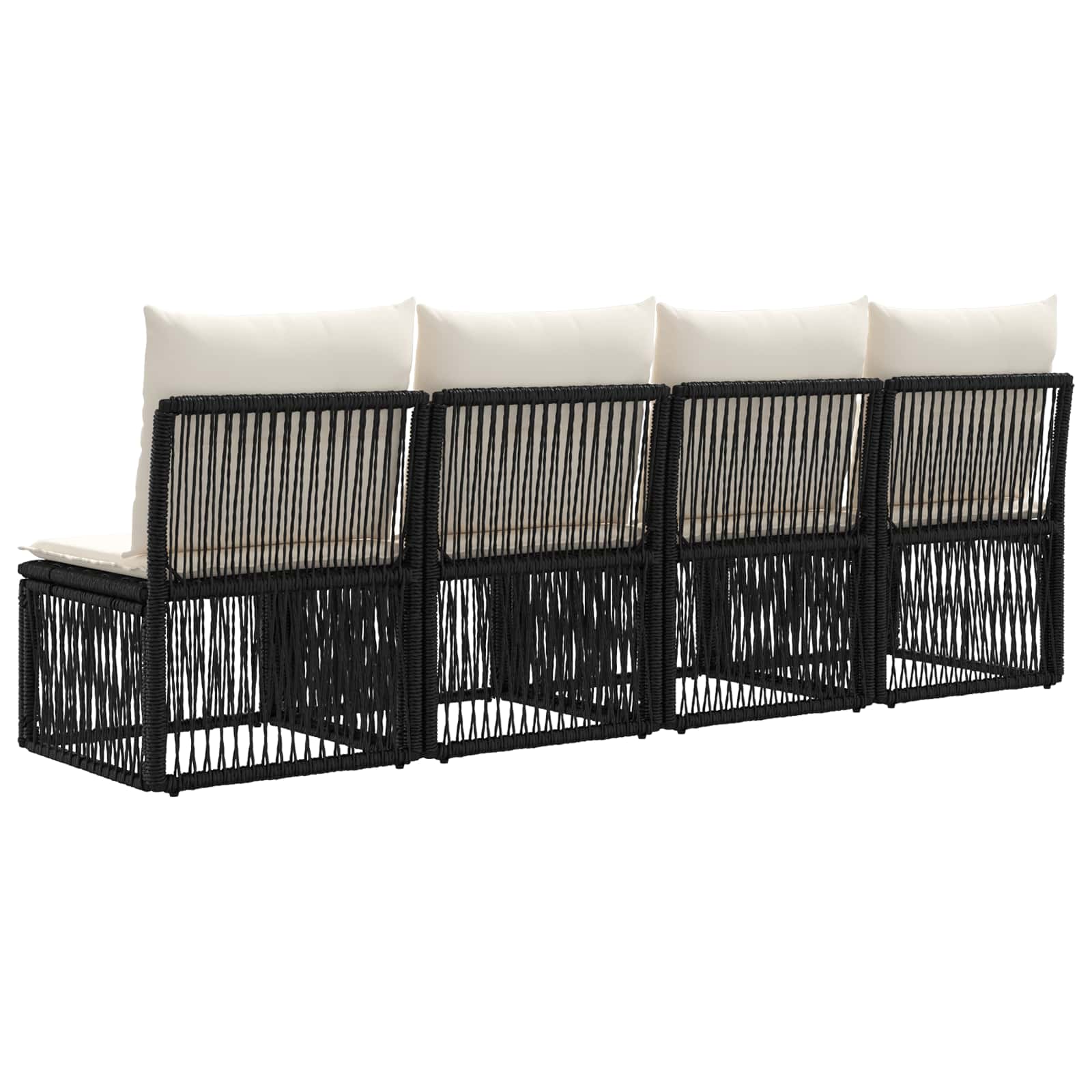 vidaXL Sofa 4-osobowa 4 pcs 4-Liczba miejsc Czarny polirattan
