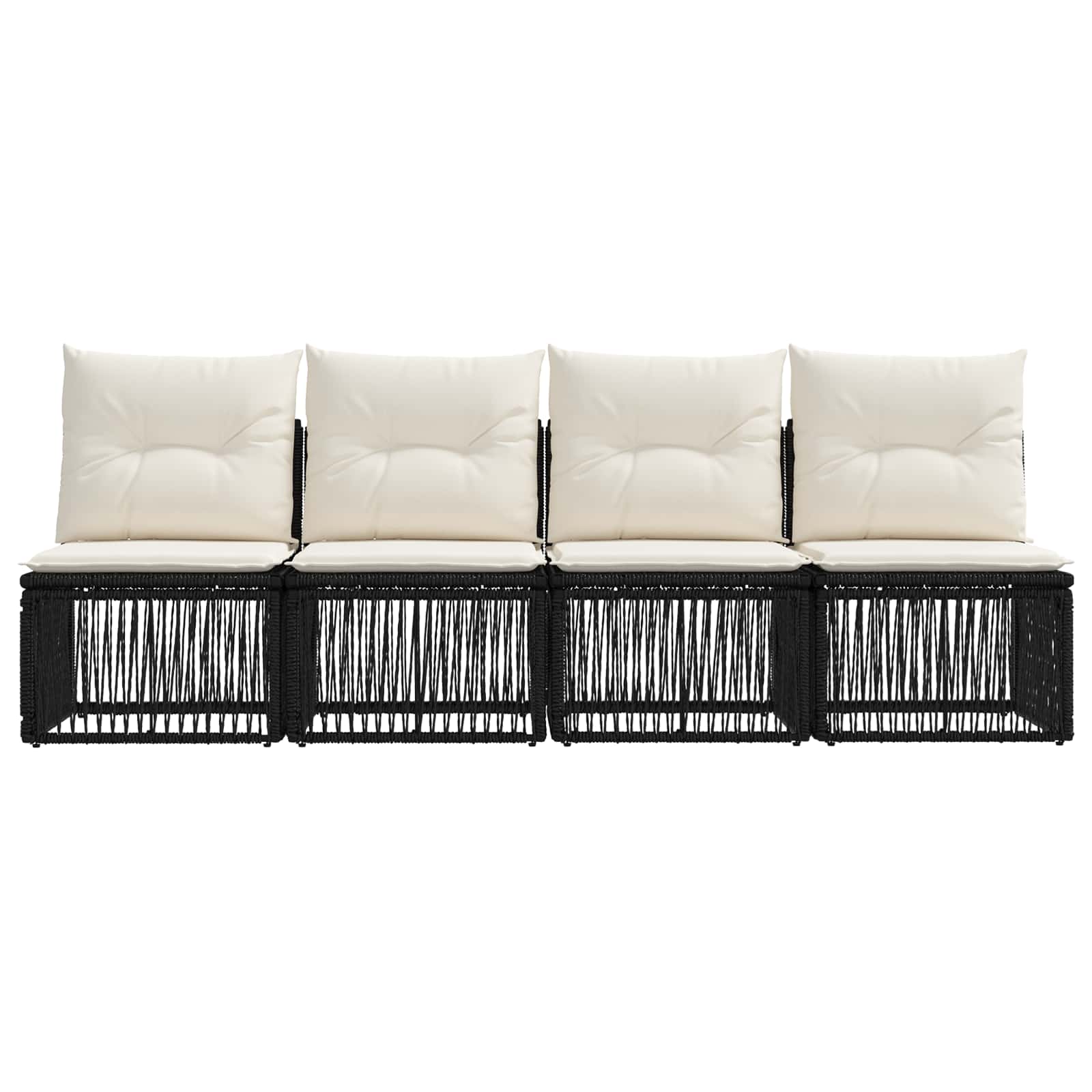 vidaXL Sofa 4-osobowa 4 pcs 4-Liczba miejsc Czarny polirattan