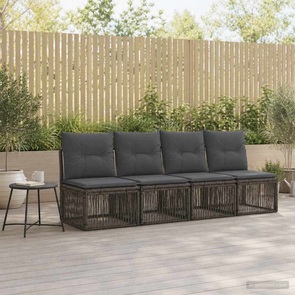 vidaXL Sofa 4-osobowa 4 pcs 4-Liczba miejsc Szary polirattan