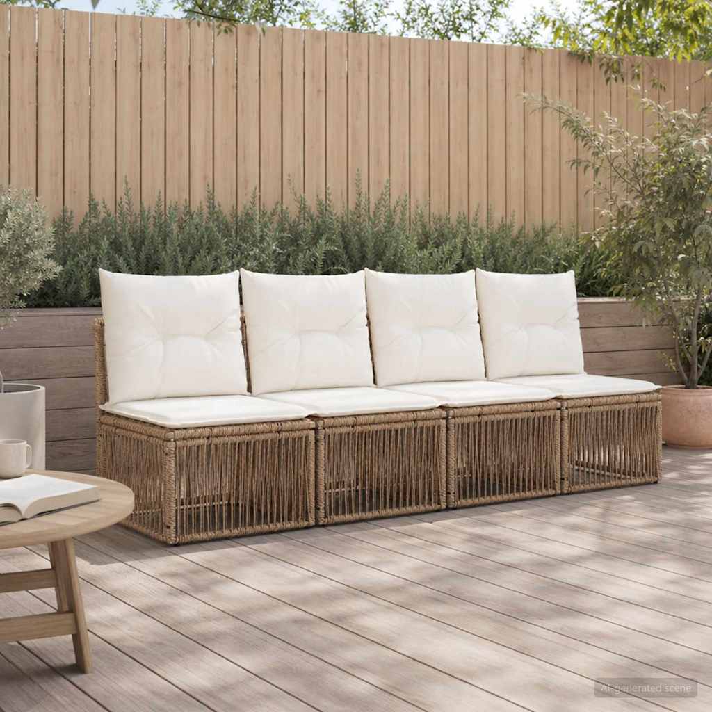 vidaXL Sofa 4-osobowa 4 pcs 4-Liczba miejsc Beżowy polirattan