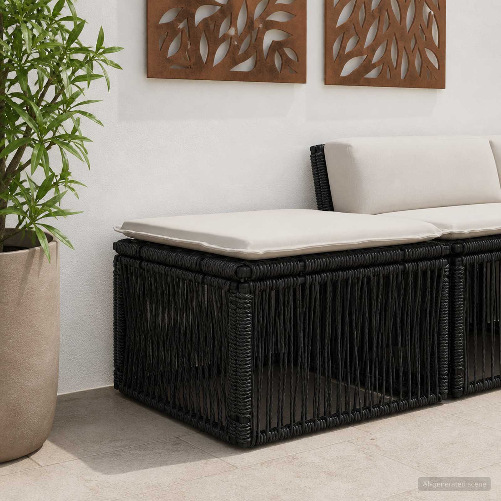 vidaXL Taboret Czarny polirattan
