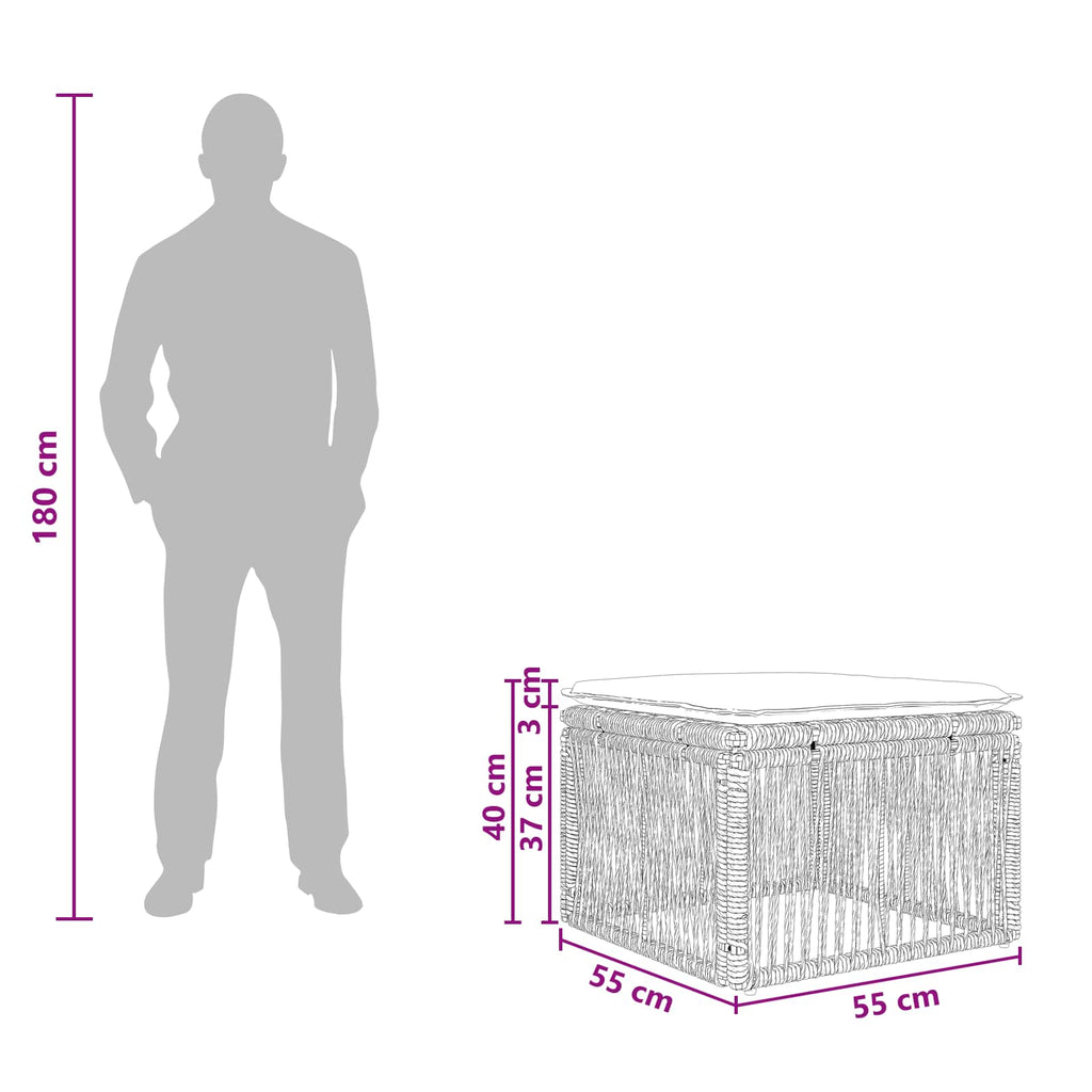 vidaXL Taboret Czarny polirattan
