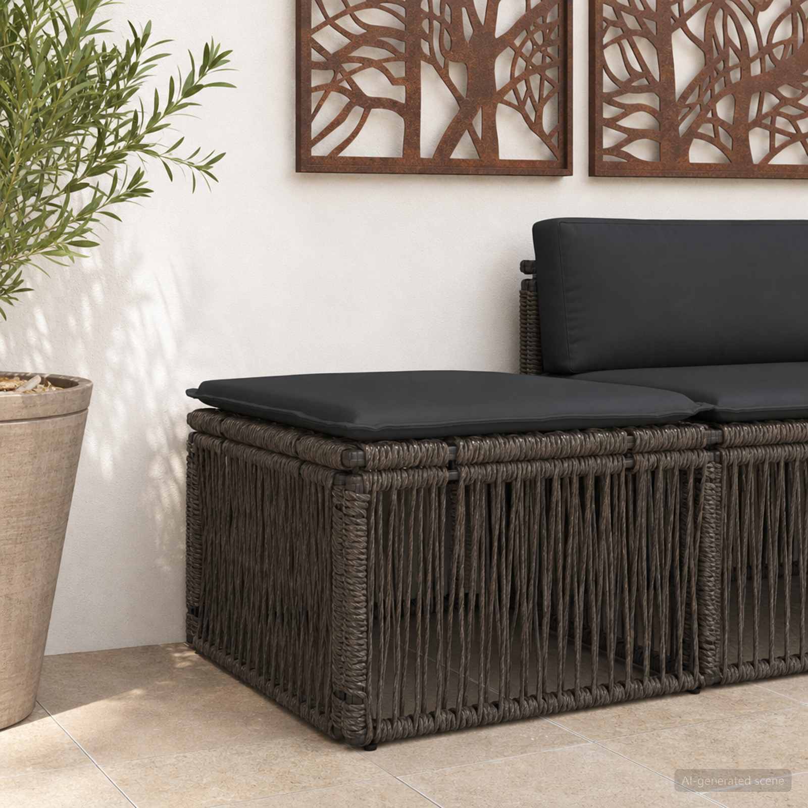 vidaXL Taboret Szary polirattan