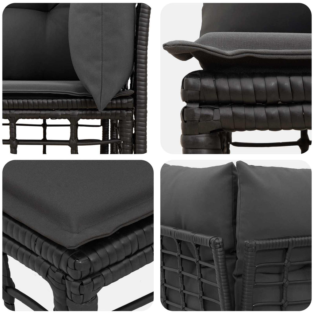 vidaXL Modularna narożna sofa ogrodowa Czarny polirattan