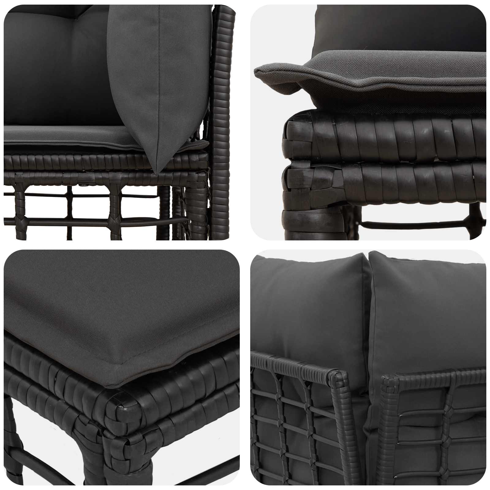 vidaXL Modularna narożna sofa ogrodowa Czarny polirattan