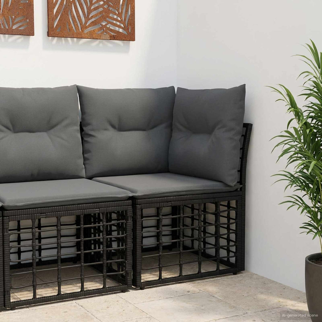 vidaXL Modularna narożna sofa ogrodowa Czarny polirattan