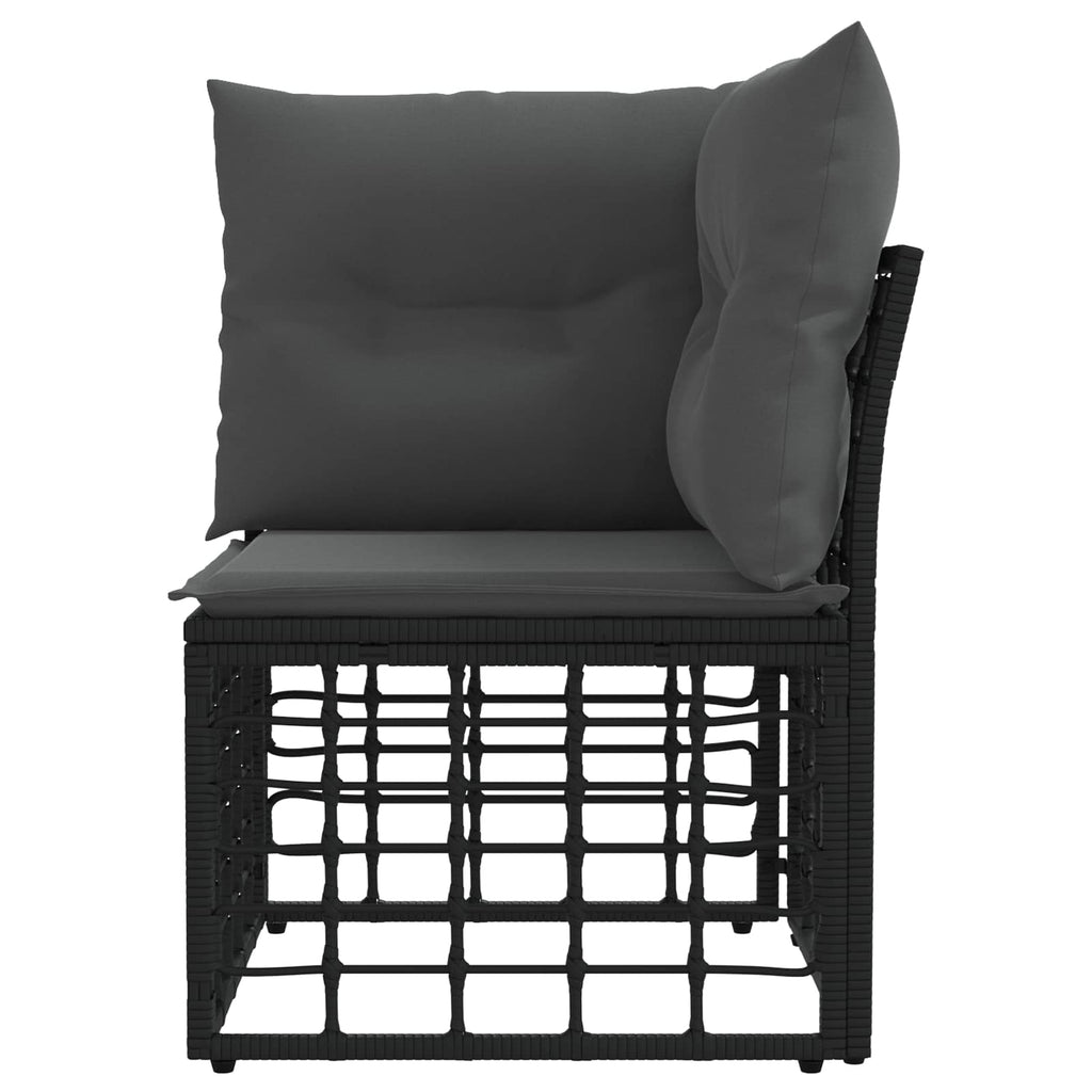 vidaXL Modularna narożna sofa ogrodowa Czarny polirattan