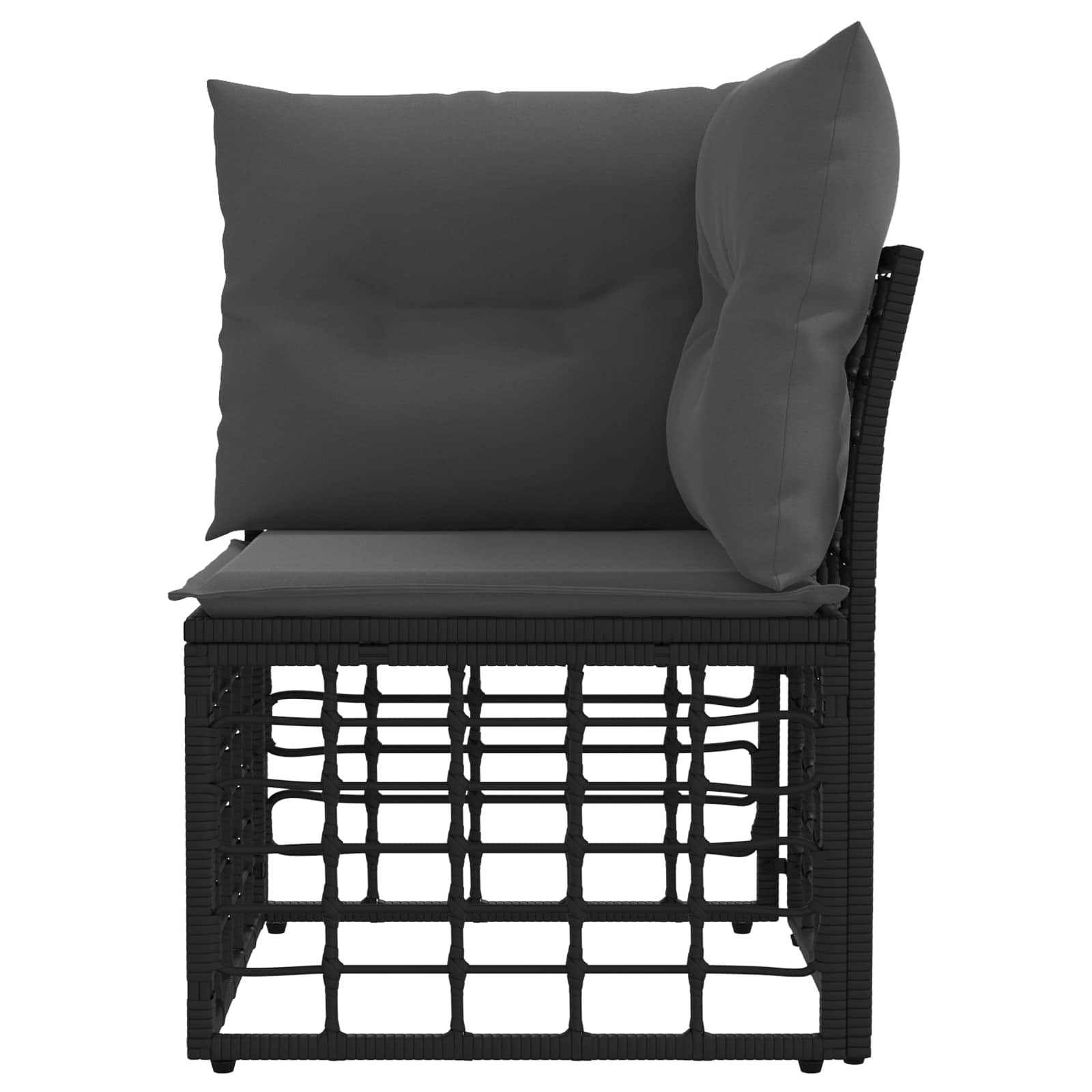 vidaXL Modularna narożna sofa ogrodowa Czarny polirattan