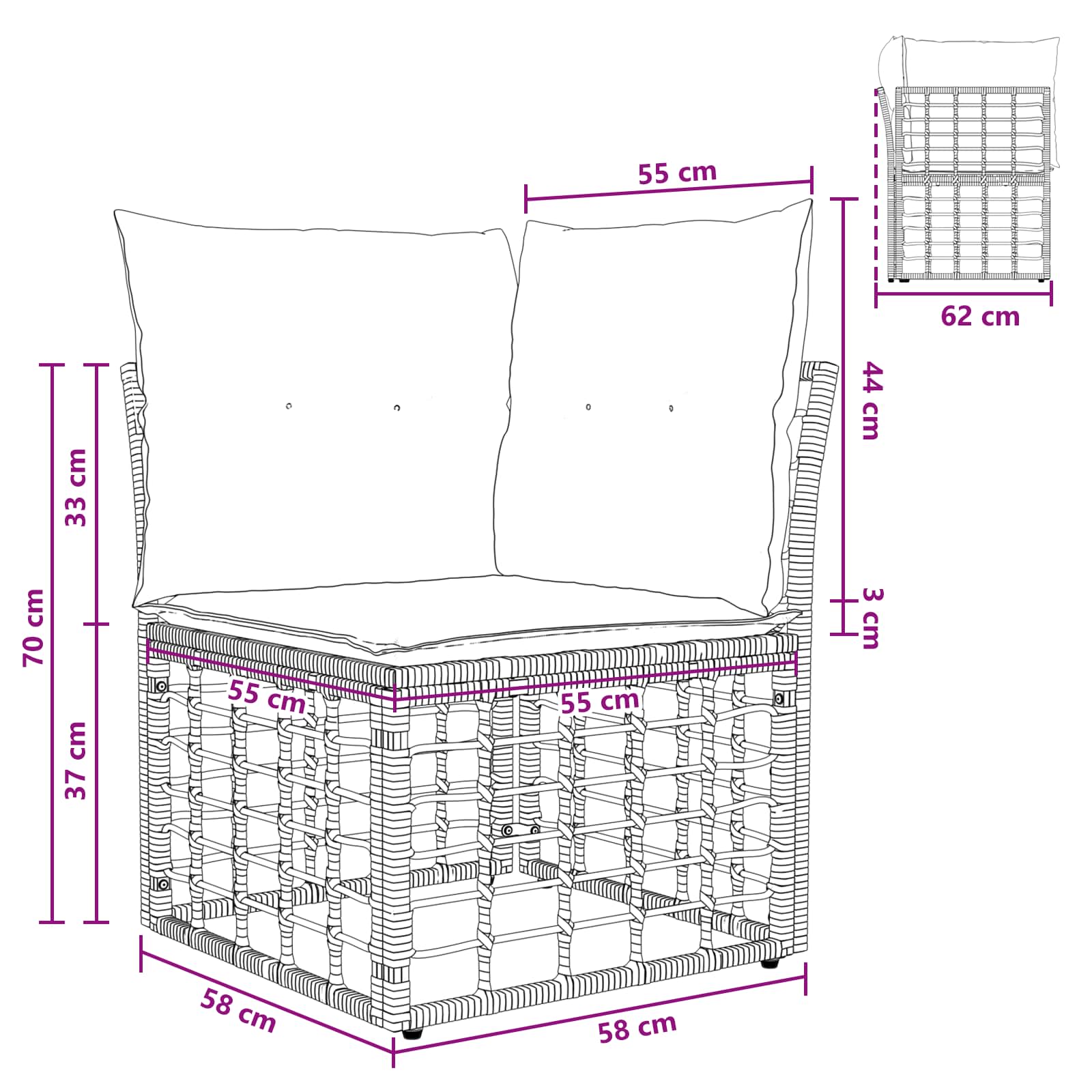 vidaXL Modularna narożna sofa ogrodowa Czarny polirattan