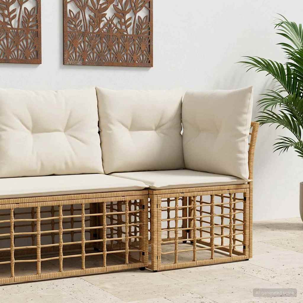 vidaXL Modularna narożna sofa ogrodowa naturalny polirattan