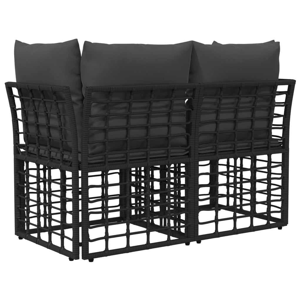 vidaXL Ogrodowy loveseat 2 pcs Czarny i Ciemnoszary polirattan