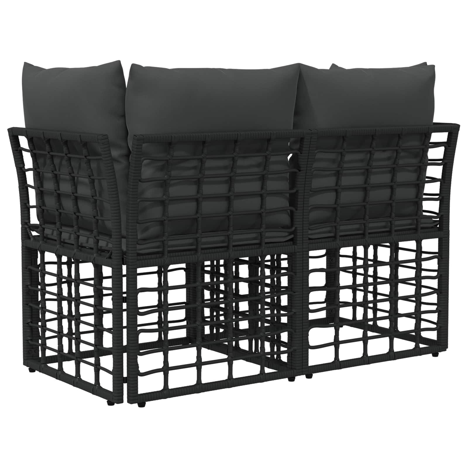 vidaXL Ogrodowy loveseat 2 pcs Czarny i Ciemnoszary polirattan