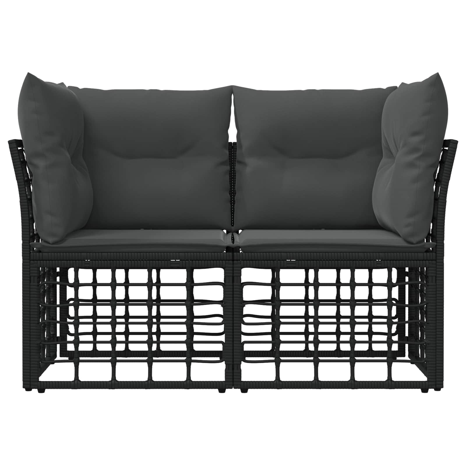 vidaXL Ogrodowy loveseat 2 pcs Czarny i Ciemnoszary polirattan