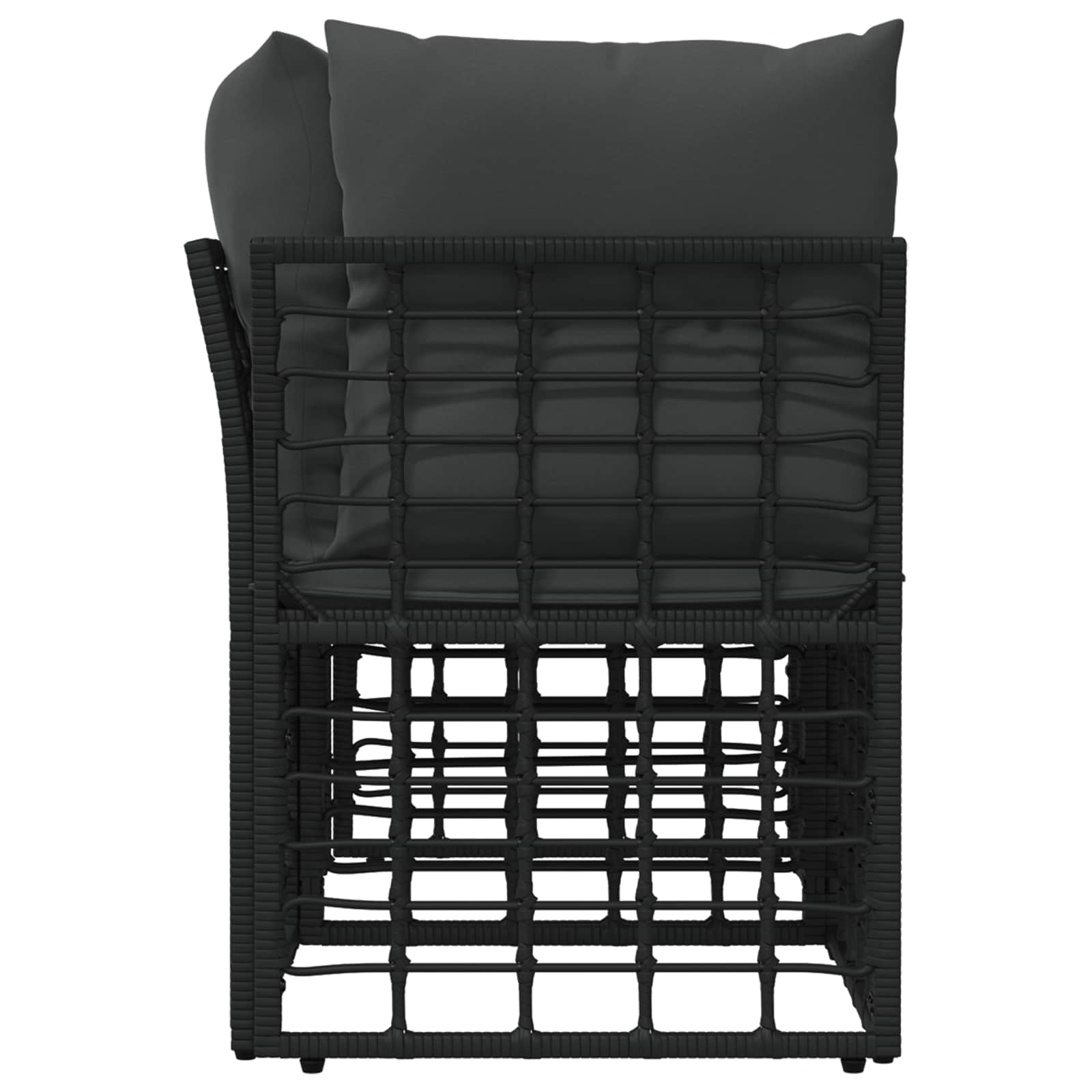 vidaXL Ogrodowy loveseat 2 pcs Czarny i Ciemnoszary polirattan
