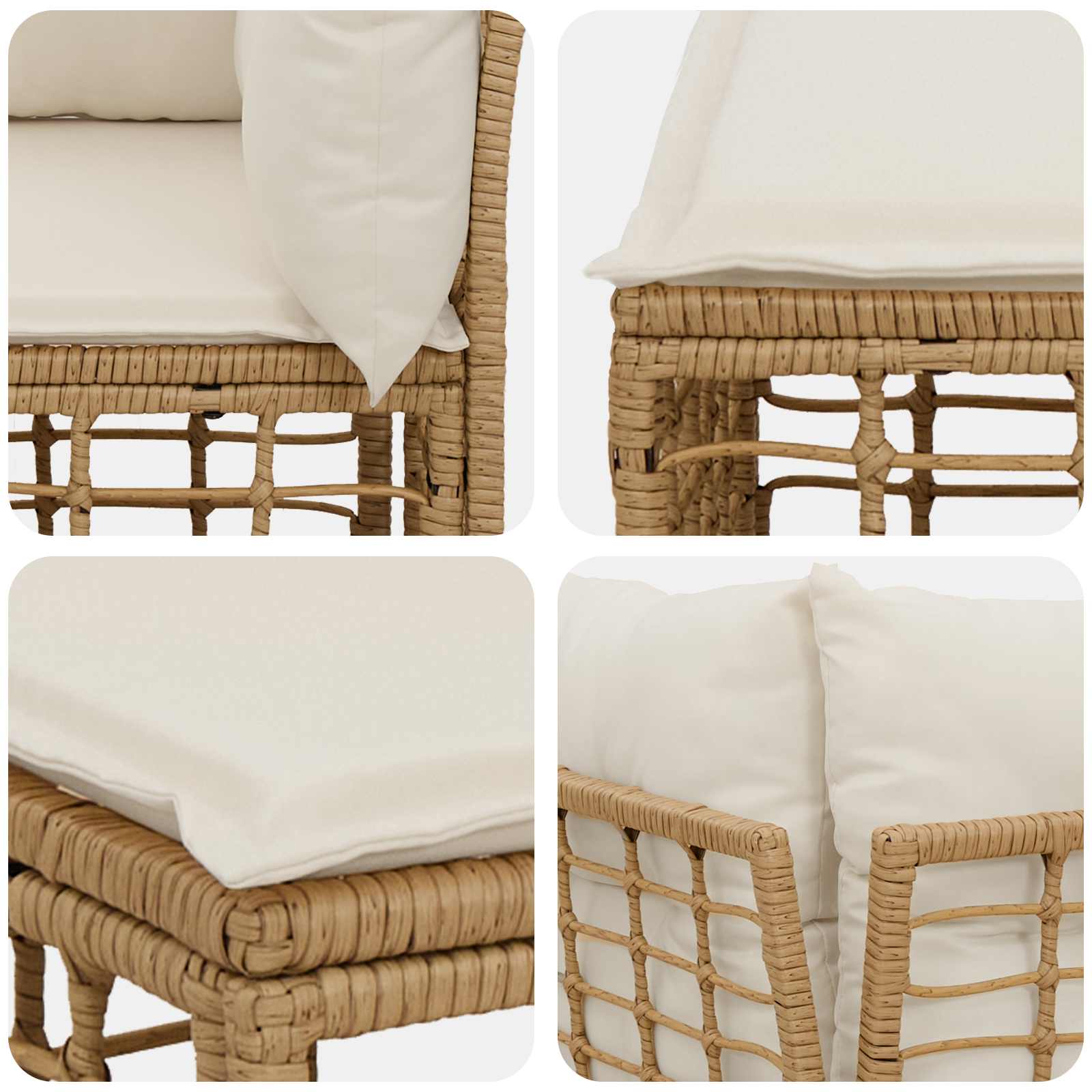 vidaXL Ogrodowy loveseat 2 pcs Naturalny i Kremowy Biały polirattan