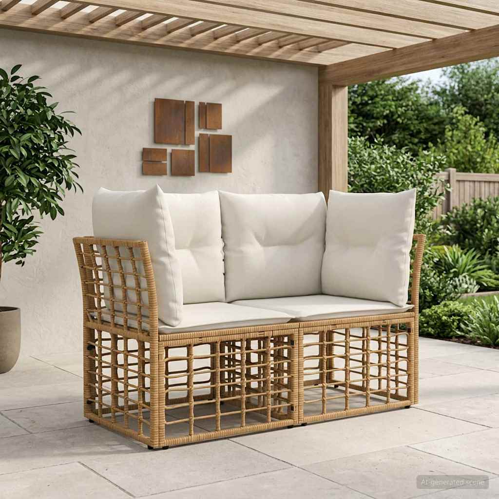vidaXL Ogrodowy loveseat 2 pcs Naturalny i Kremowy Biały polirattan