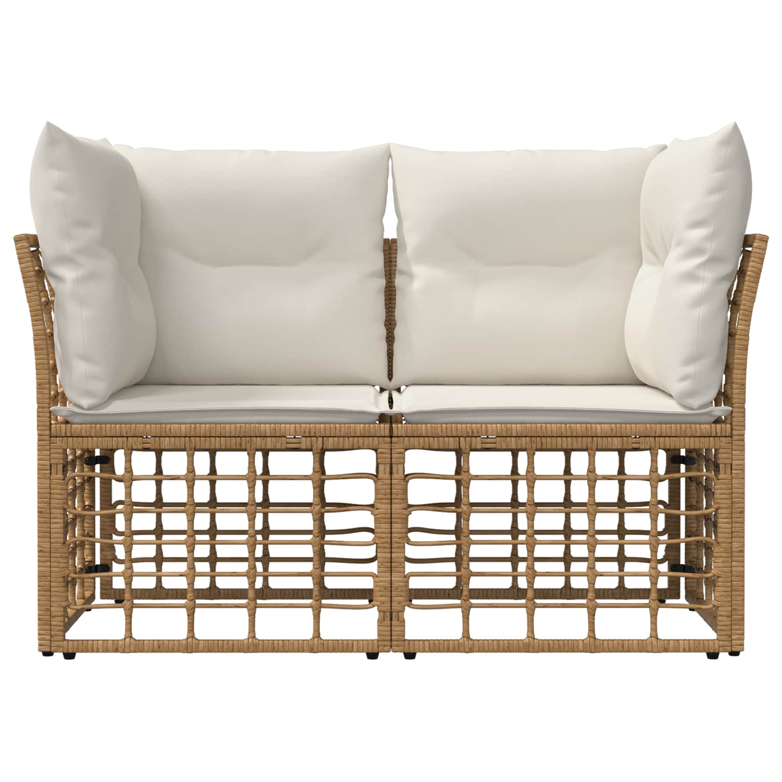 vidaXL Ogrodowy loveseat 2 pcs Naturalny i Kremowy Biały polirattan