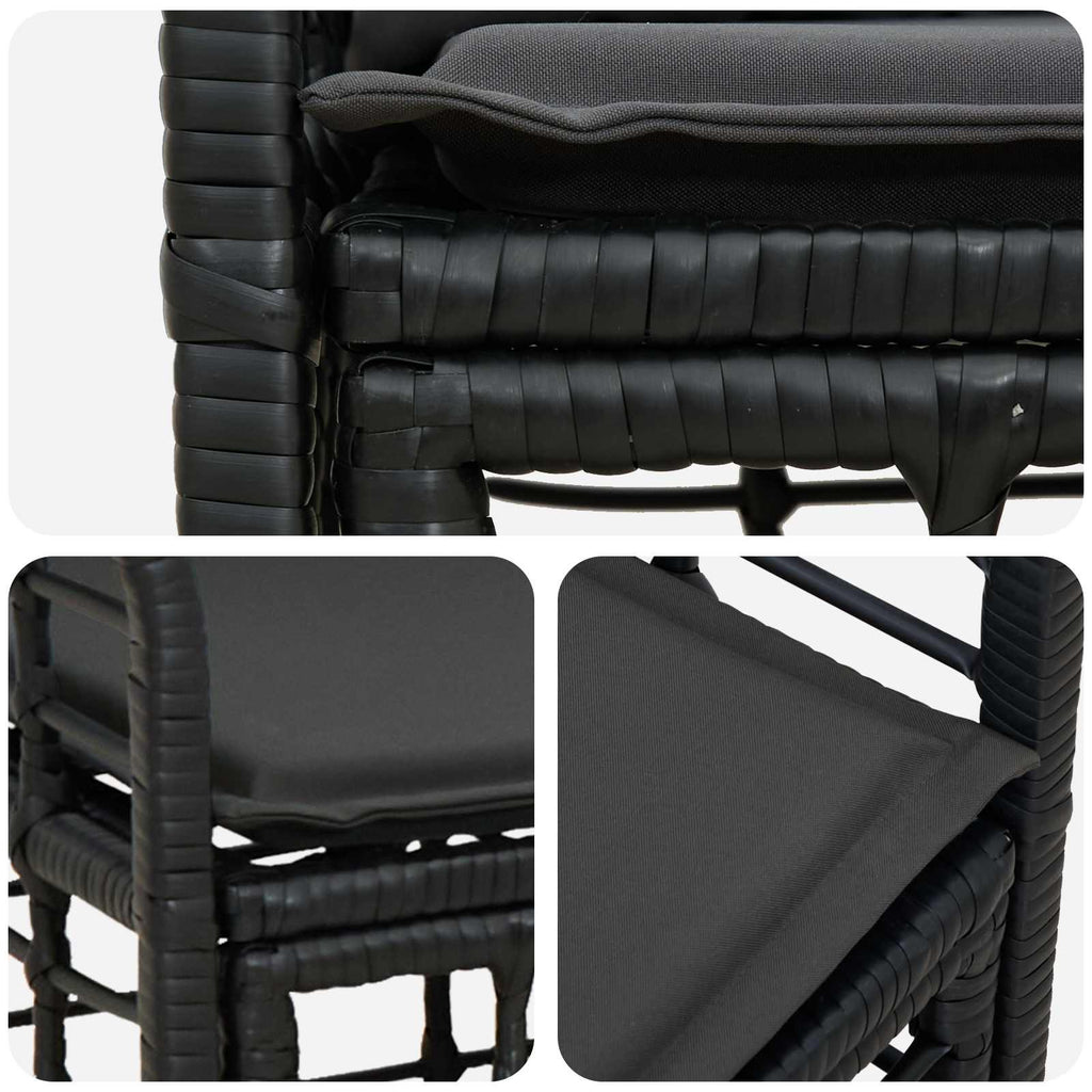 vidaXL Ogrodowy loveseat 2 pcs Czarny i Ciemnoszary polirattan