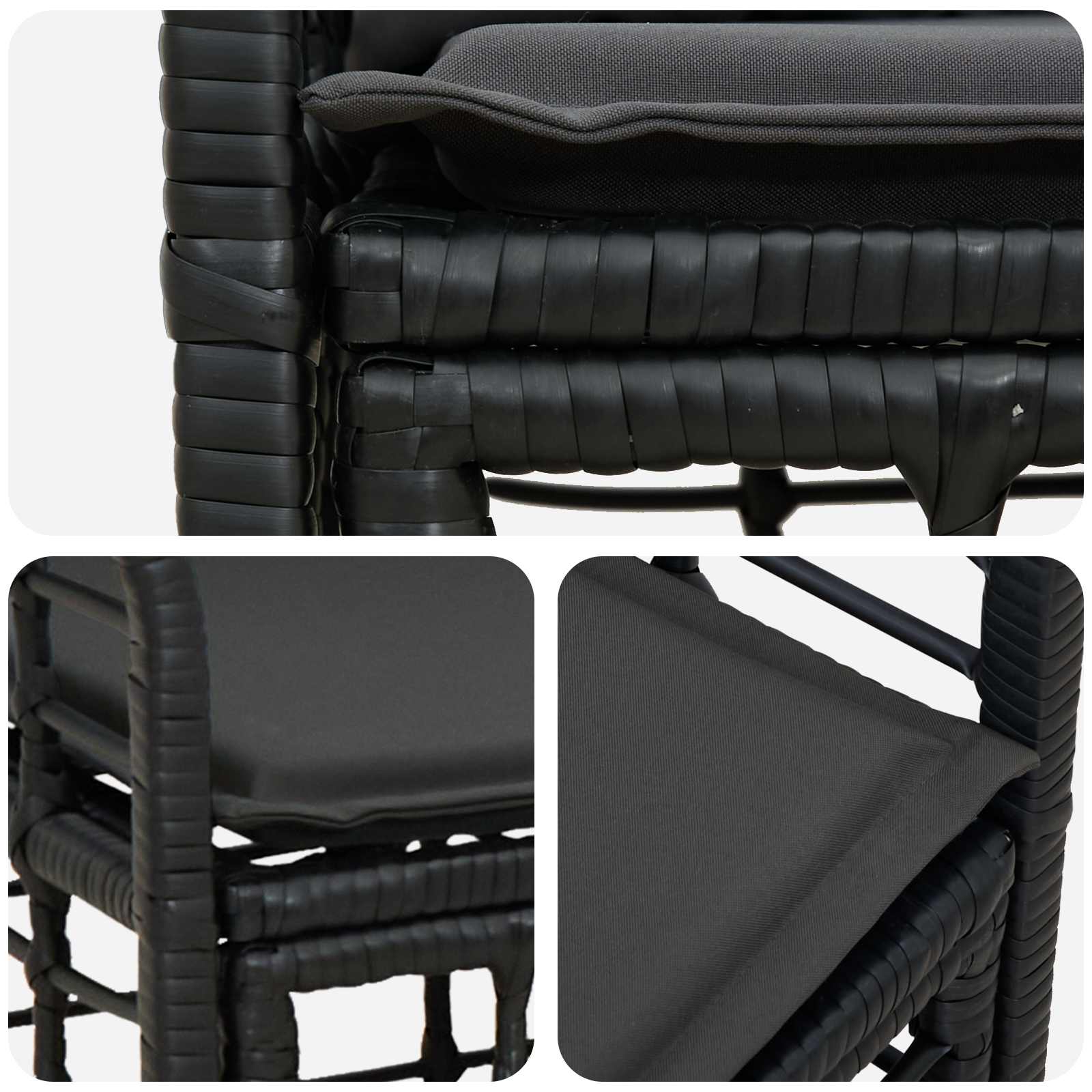 vidaXL Ogrodowy loveseat 2 pcs Czarny i Ciemnoszary polirattan