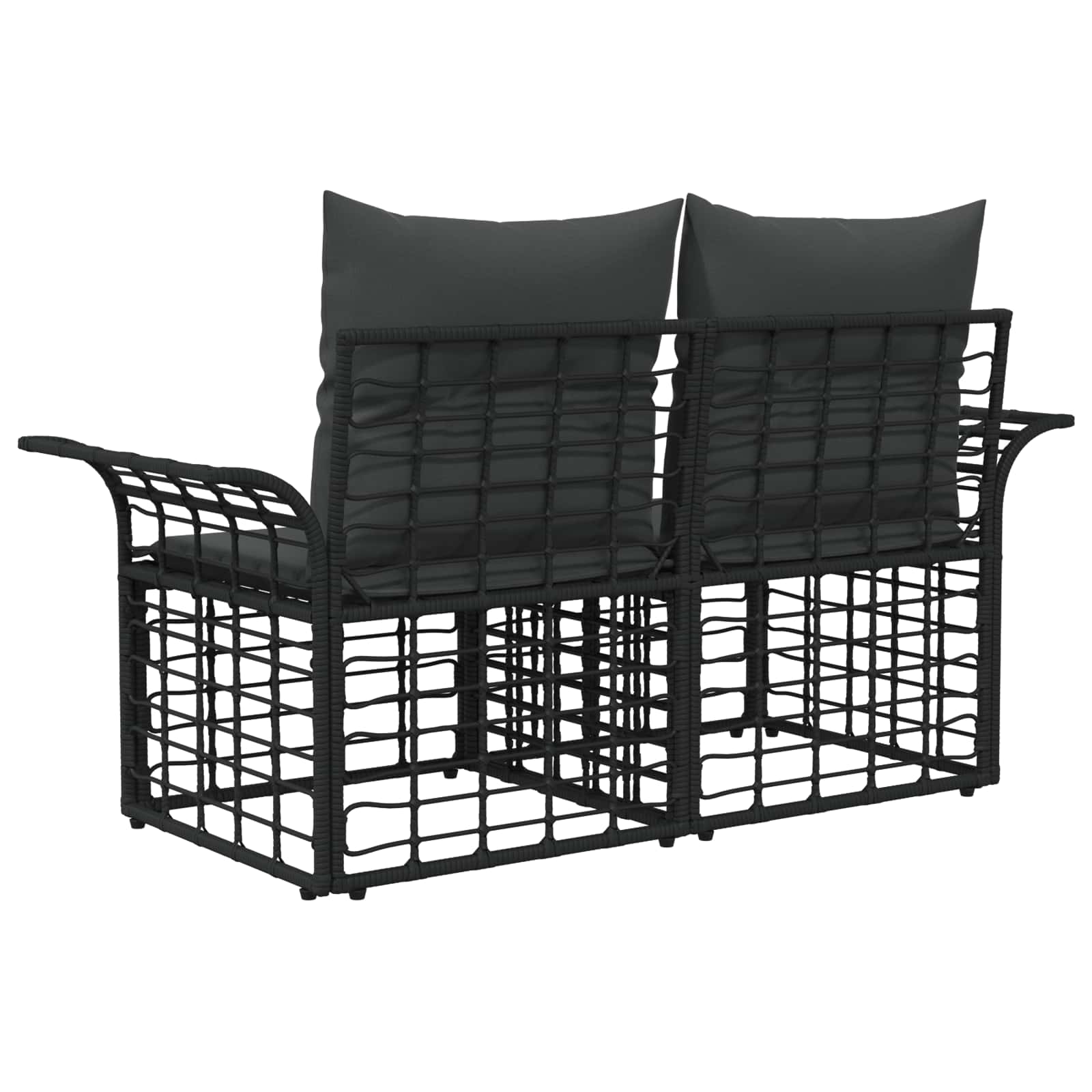 vidaXL Ogrodowy loveseat 2 pcs Czarny i Ciemnoszary polirattan