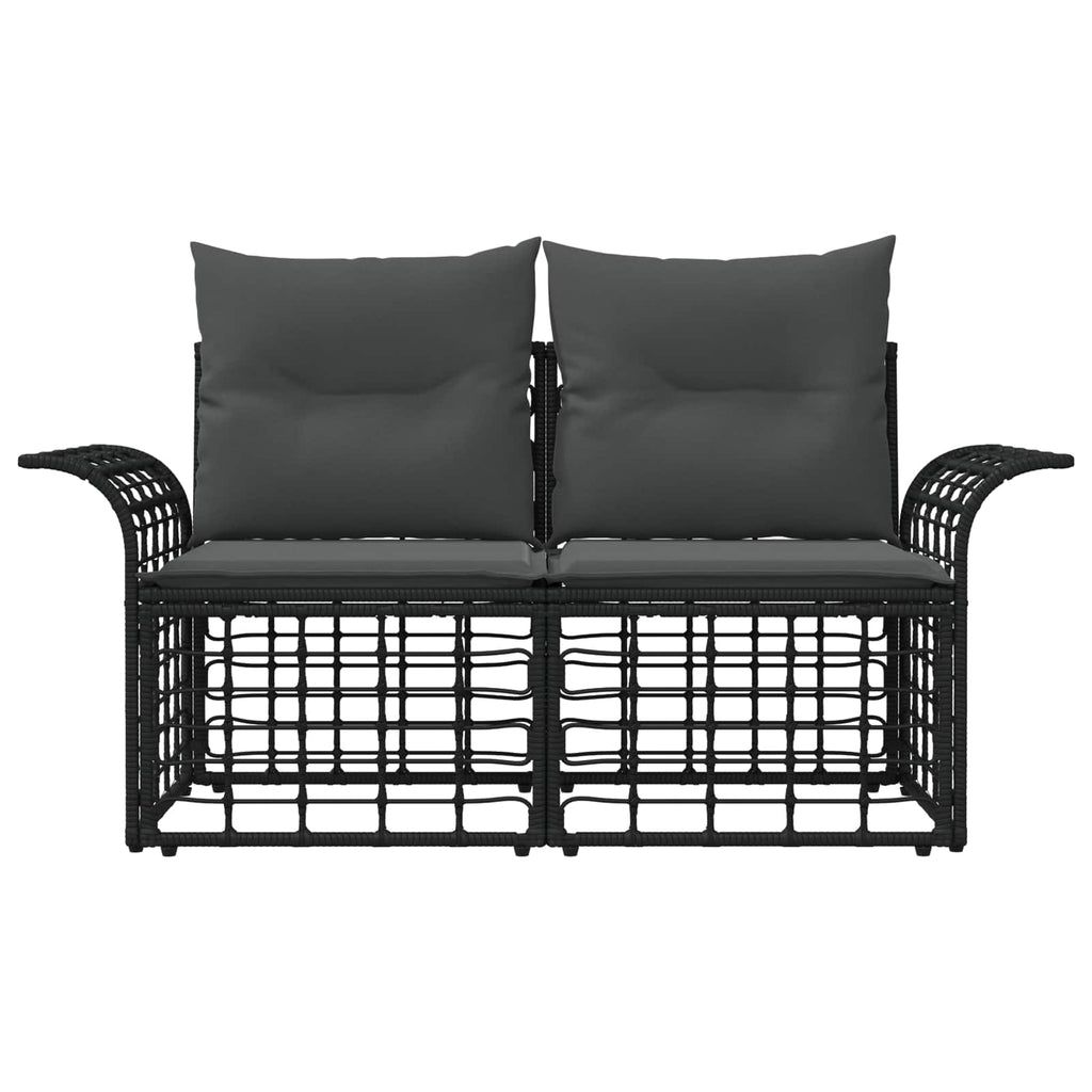 vidaXL Ogrodowy loveseat 2 pcs Czarny i Ciemnoszary polirattan