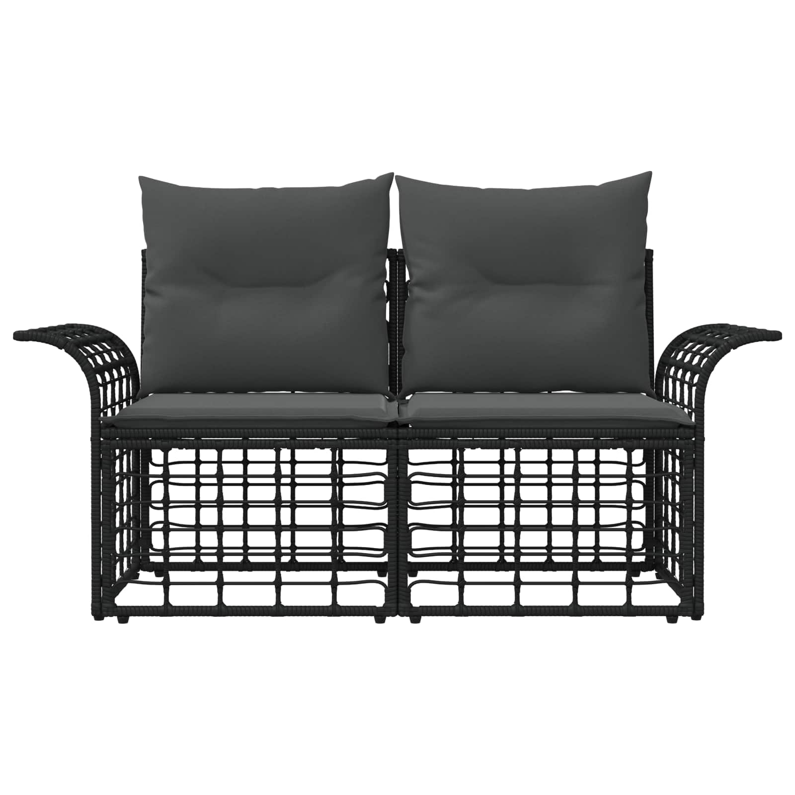 vidaXL Ogrodowy loveseat 2 pcs Czarny i Ciemnoszary polirattan