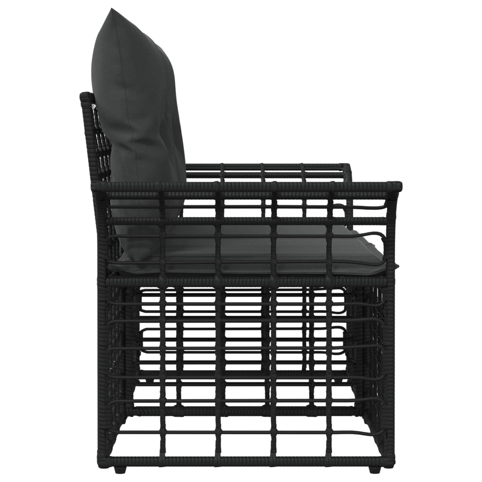vidaXL Ogrodowy loveseat 2 pcs Czarny i Ciemnoszary polirattan
