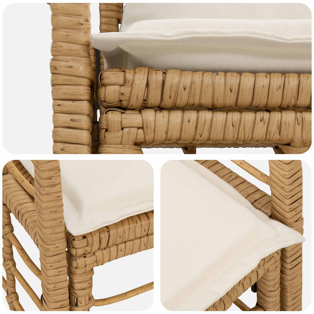 vidaXL Ogrodowy loveseat 2 pcs Naturalny i Kremowy Biały polirattan