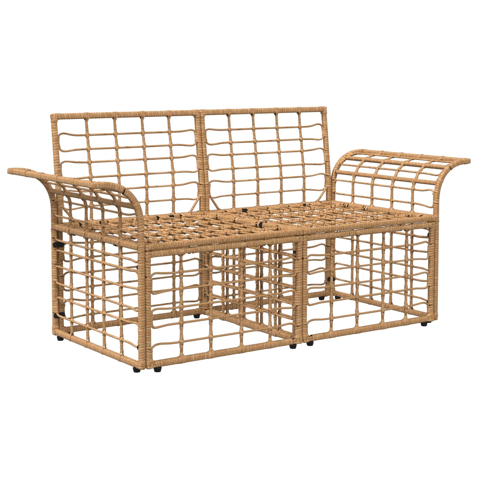 vidaXL Ogrodowy loveseat 2 pcs Naturalny i Kremowy Biały polirattan