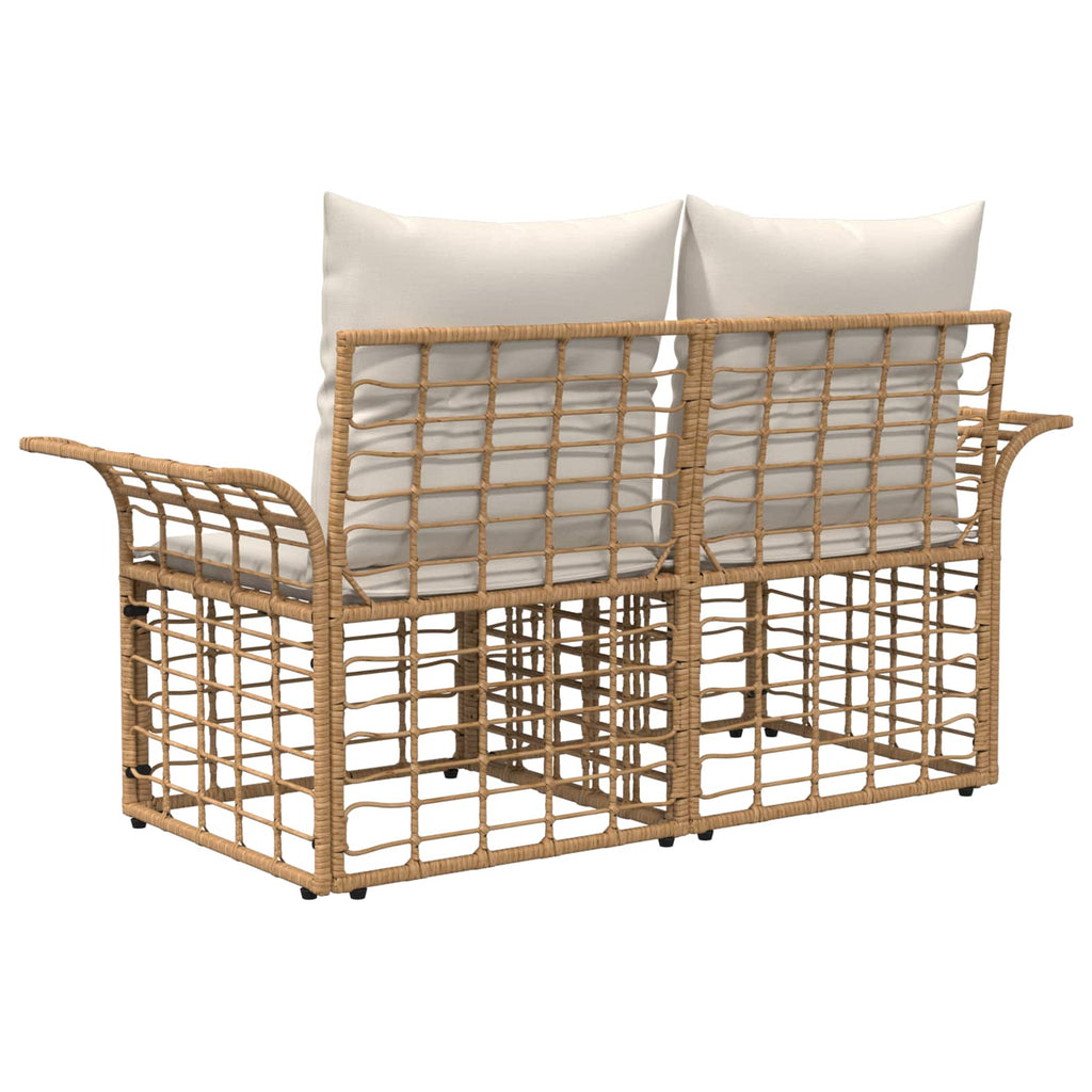 vidaXL Ogrodowy loveseat 2 pcs Naturalny i Kremowy Biały polirattan