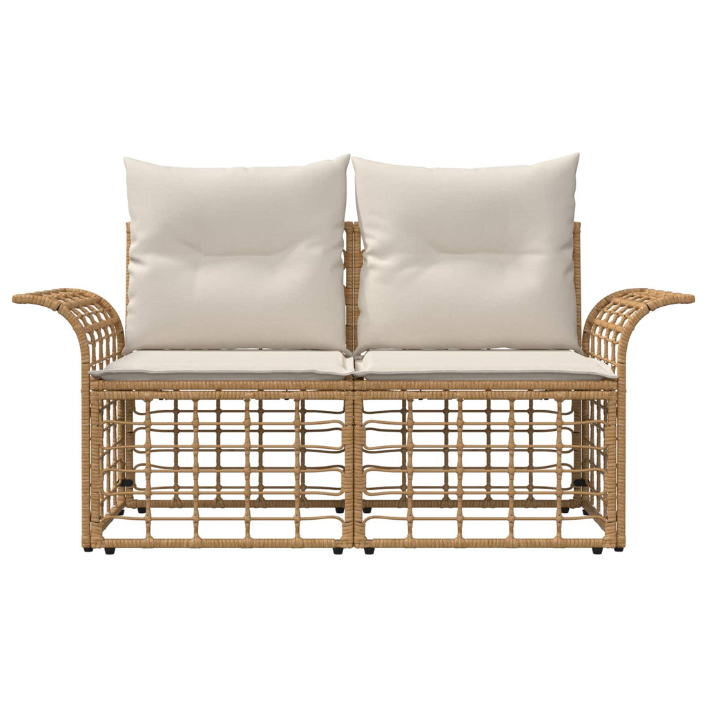 vidaXL Ogrodowy loveseat 2 pcs Naturalny i Kremowy Biały polirattan