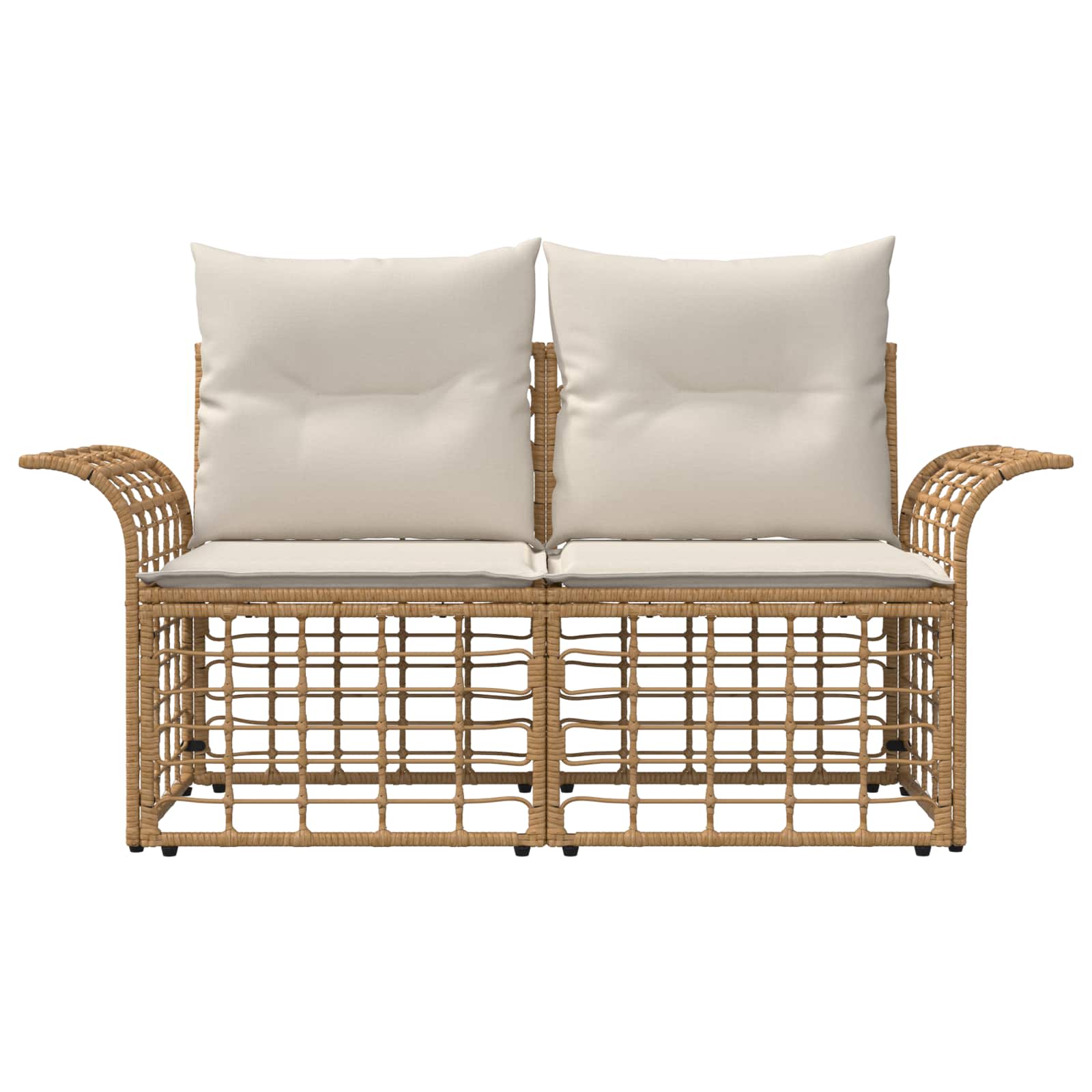 vidaXL Ogrodowy loveseat 2 pcs Naturalny i Kremowy Biały polirattan
