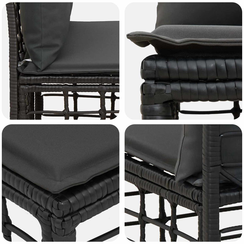 vidaXL Modularna ogrodowa sofa bez podłokietników Czarny polirattan