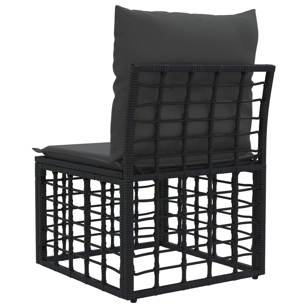 vidaXL Modularna ogrodowa sofa bez podłokietników Czarny polirattan