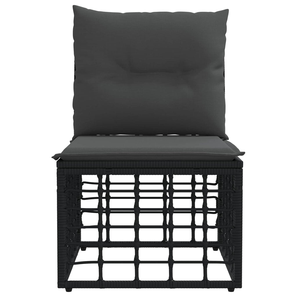 vidaXL Modularna ogrodowa sofa bez podłokietników Czarny polirattan