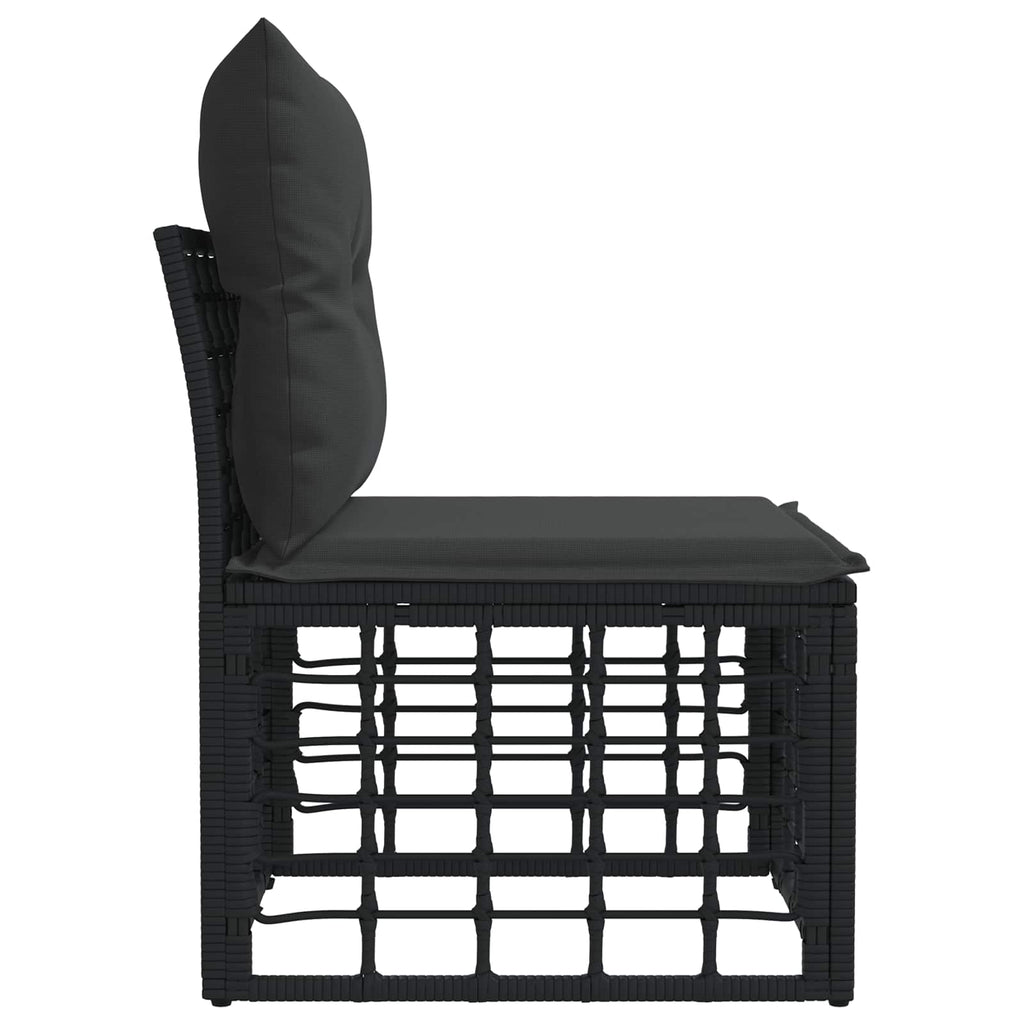 vidaXL Modularna ogrodowa sofa bez podłokietników Czarny polirattan