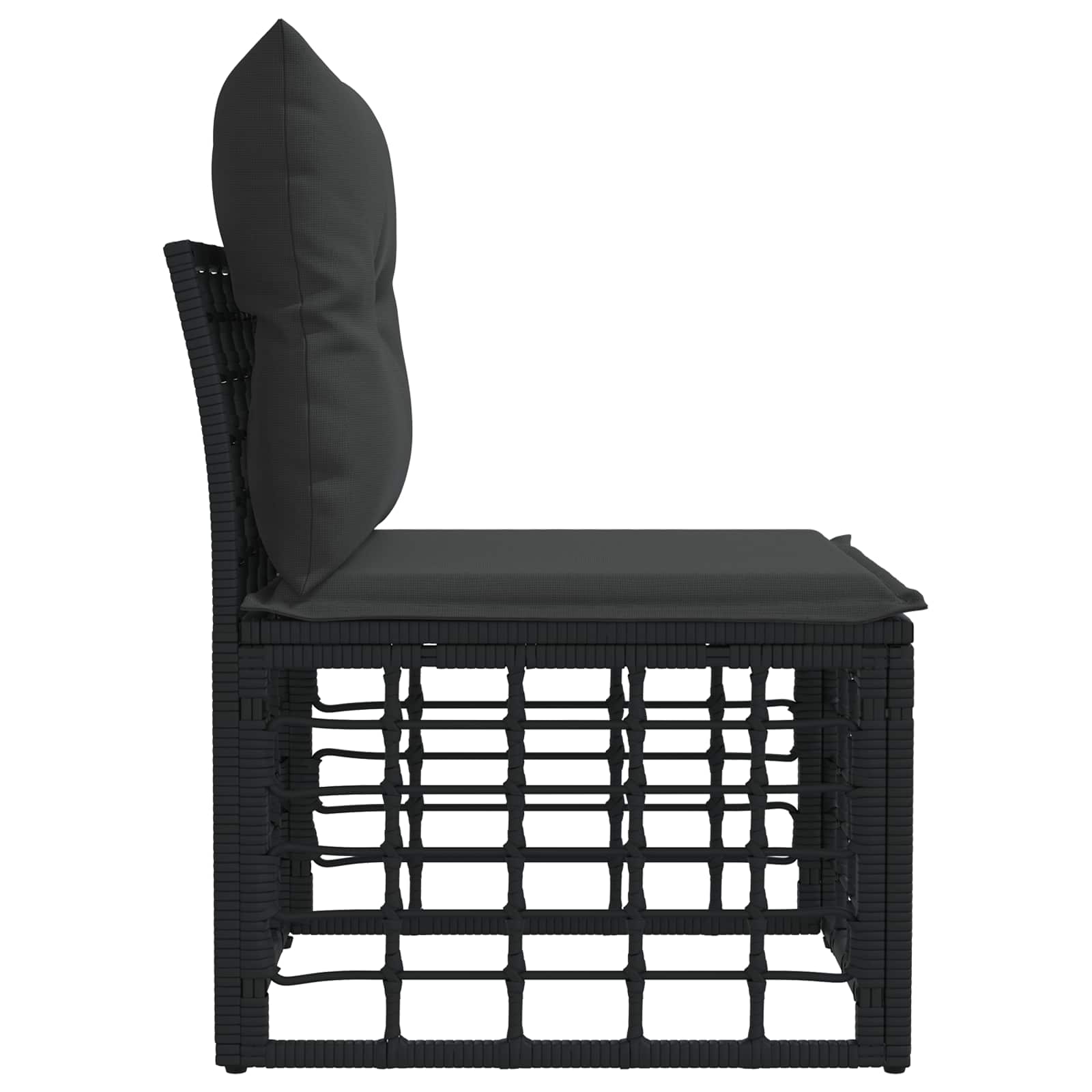 vidaXL Modularna ogrodowa sofa bez podłokietników Czarny polirattan