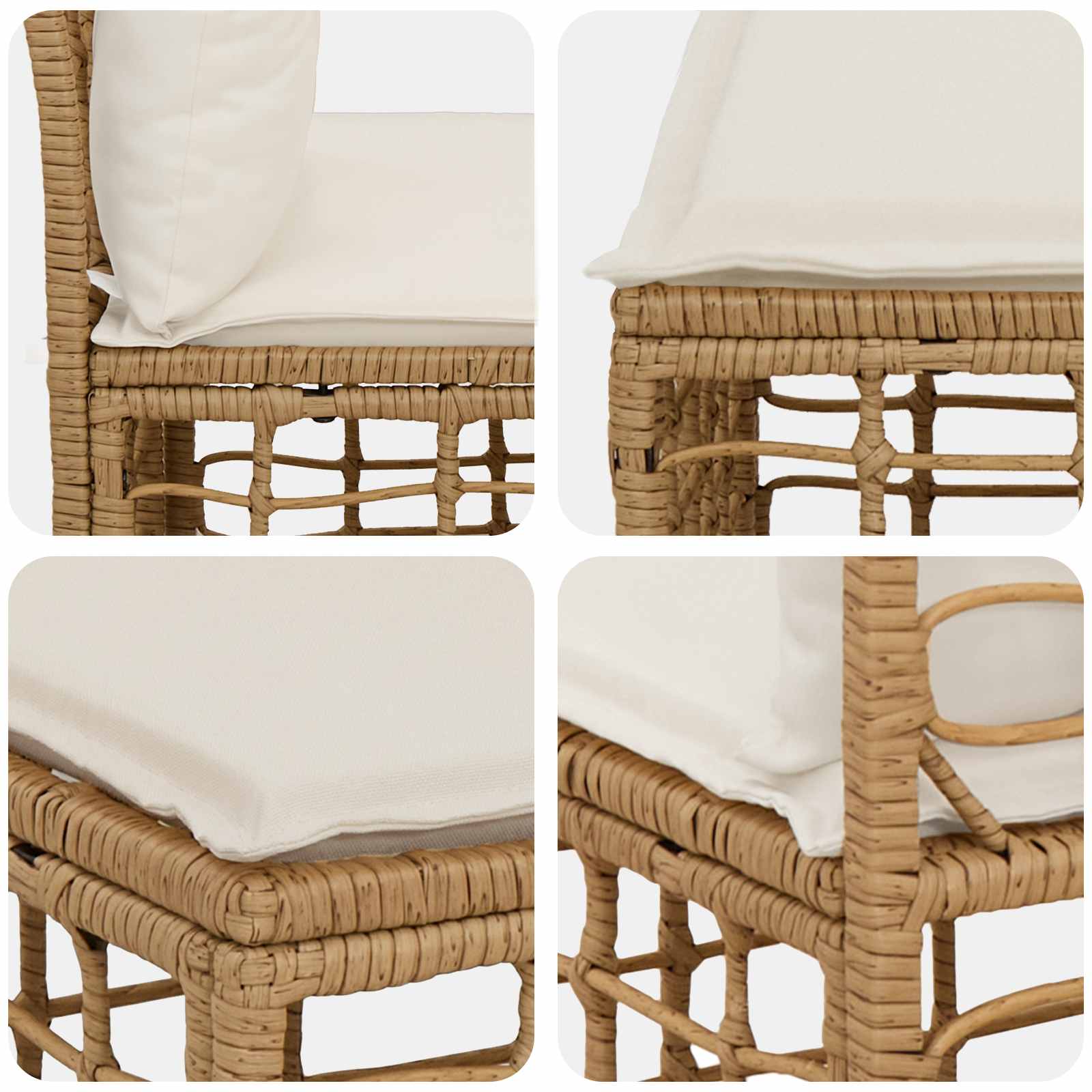 vidaXL Modularna ogrodowa sofa bez podłokietników naturalny polirattan