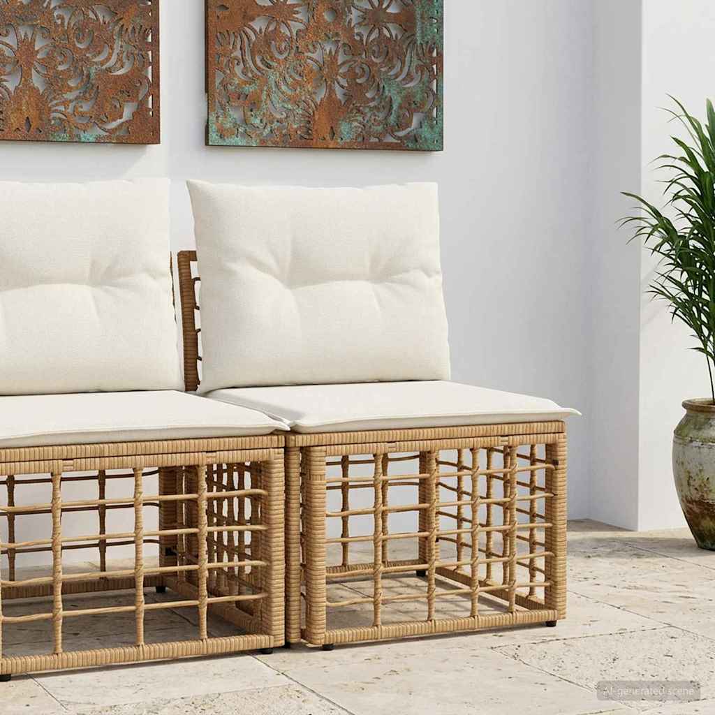 vidaXL Modularna ogrodowa sofa bez podłokietników naturalny polirattan