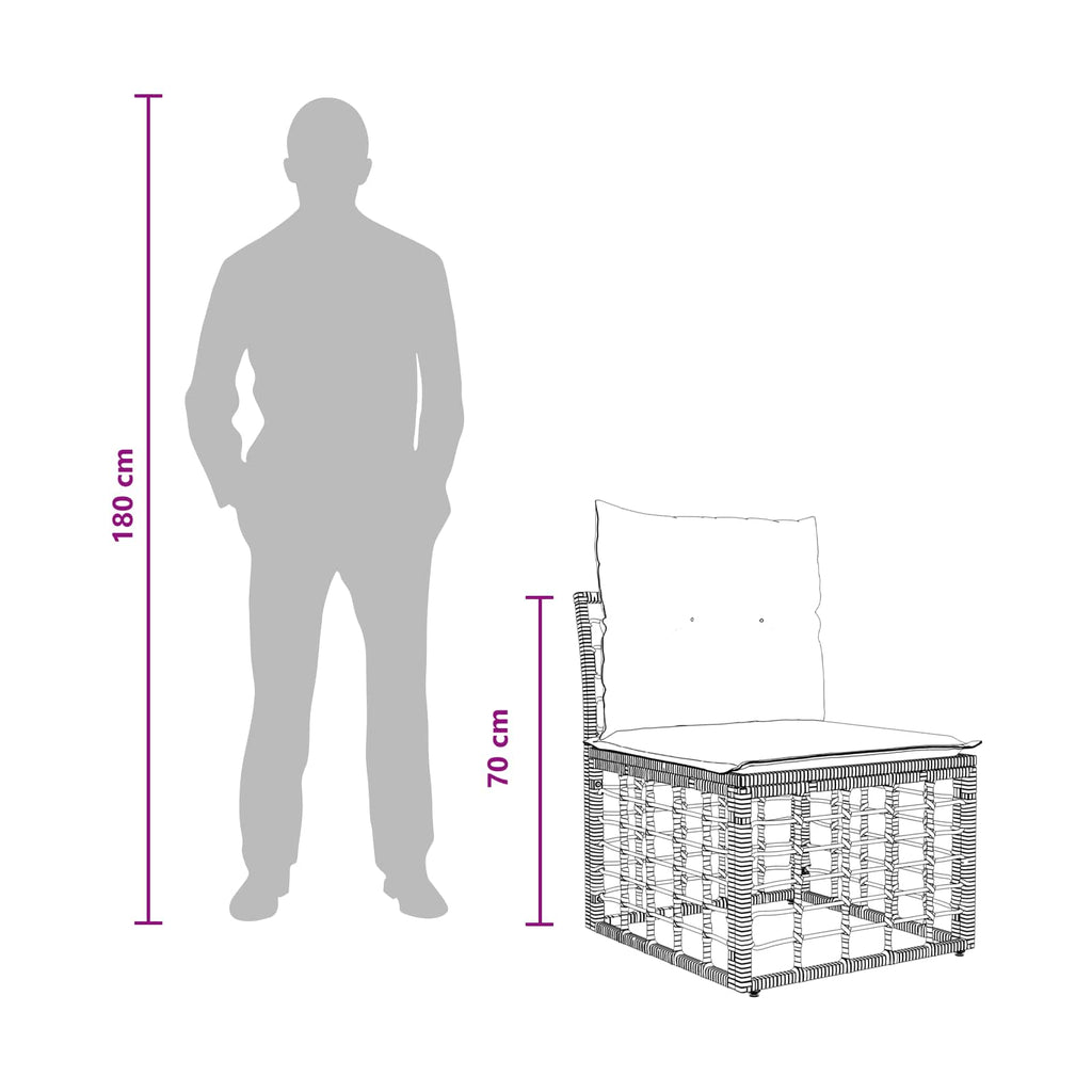 vidaXL Modularna ogrodowa sofa bez podłokietników naturalny polirattan