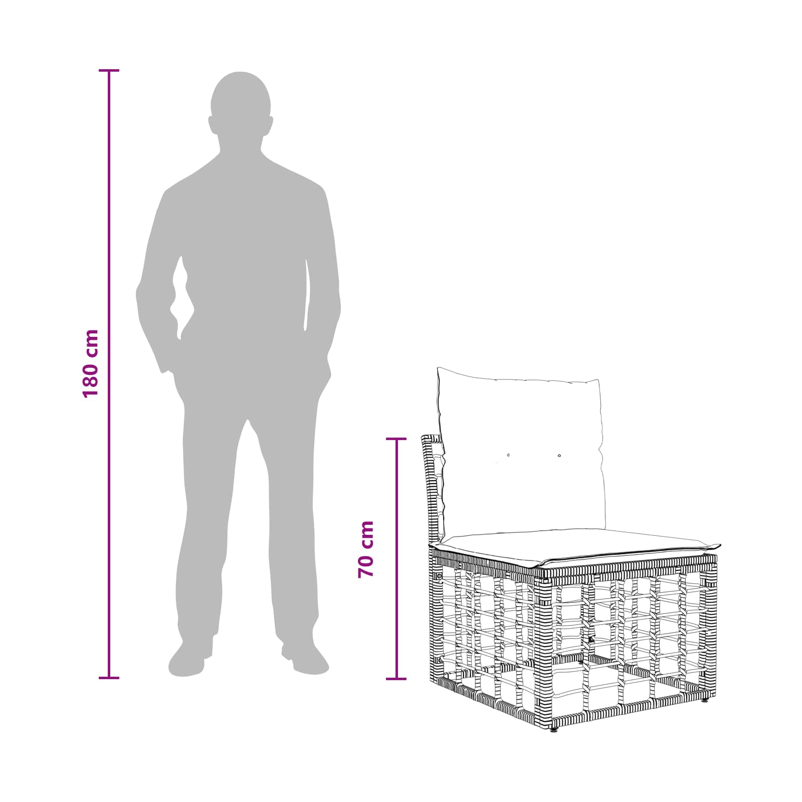 vidaXL Modularna ogrodowa sofa bez podłokietników naturalny polirattan