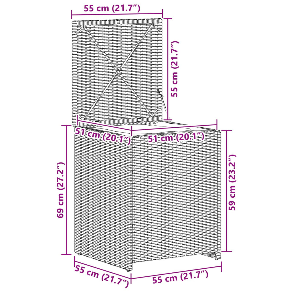 vidaXL Pudełko na poduszki 55 x 55 x 69 cm stal